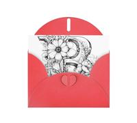 AKGFFDS Red Holiday greeting check blank card and pearl beautiful blank note block Letter B made of flowers Printing