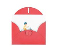 AKGFFDS Red Holiday greeting check blank card and pearl beautiful blank note block Little boy learning to bike Printing