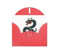 AKGFFDS Red Holiday greeting check blank card and pearl beautiful blank note block Navy blue dragon Printing