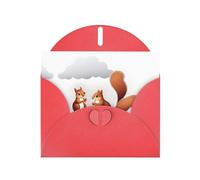 AKGFFDS Red Holiday greeting check blank card and pearl beautiful blank note block Squirrels in the clouds Printing