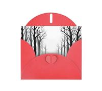 AKGFFDS Red Holiday greeting check blank card and pearl beautiful blank note block The endless grey forest Printing