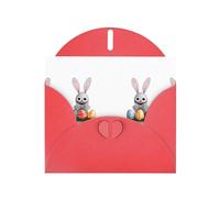 AKGFFDS Red Holiday greeting check blank card and pearl beautiful blank note block The little animal looks for Easter eggs Printing