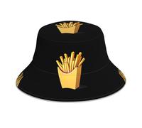 AKGFFDS Reflective Double-Sided Bucket hat Delicious French Fries Printing Foldable for Beach, Camping Black