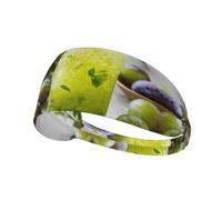 AKGFFDS Refreshing green plum drink Printing Elastic Exercise Headband Sports Head Tie for Men and Women, Soft, Quick-Dry