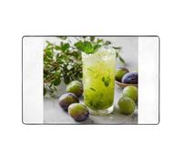 AKGFFDS Refreshing green plum drink Printing Flannel Fabric Carpet 60x39in Floor Mat for Living Room, Office, Coffee Table, Bed, Balcony