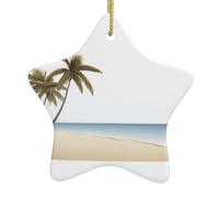 AKGFFDS Sanya Sea View Printing Christmas Ceramic Star Pendant Festive and Creative Decoration Easy to hang