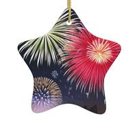 AKGFFDS Splendid fireworks Printing Christmas Ceramic Star Pendant Festive and Creative Decoration Easy to hang