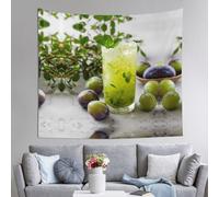 AKGFFDS Tapestry Refreshing green plum drink Printing 60x51in Soft,Lightweight for Indoor & Outdoor Use. for Bedroom, Dorm Decor, Beach Throws, Picnic Cloths