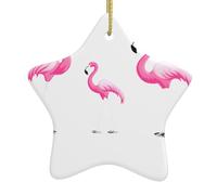 AKGFFDS The cheerful family of cranes Printing Christmas Ceramic Star Pendant Festive and Creative Decoration Easy to hang