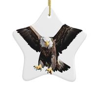AKGFFDS The eagle flying high Printing Christmas Ceramic Star Pendant Festive and Creative Decoration Easy to hang