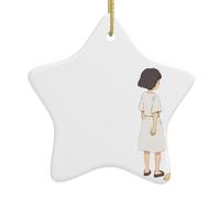 AKGFFDS The story of people and dogs Printing Christmas Ceramic Star Pendant Festive and Creative Decoration Easy to hang