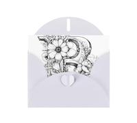 AKGFFDS White Holiday greeting check blank card and pearl beautiful blank note block Letter B made of flowers Printing