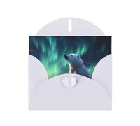 AKGFFDS White Holiday greeting check blank card and pearl beautiful blank note block Little Polar Bear Printing