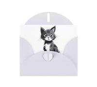 AKGFFDS White Holiday greeting check blank card and pearl beautiful blank note block Lonely Cat Printing