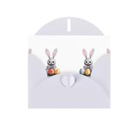 AKGFFDS White Holiday greeting check blank card and pearl beautiful blank note block The little animal looks for Easter eggs Printing