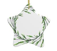 AKGFFDS Willow branches and wreaths Printing Christmas Ceramic Star Pendant Festive and Creative Decoration Easy to hang