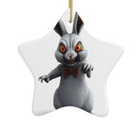 AKGFFDS Zombie Rabbit Printing Christmas Ceramic Star Pendant Festive and Creative Decoration Easy to hang
