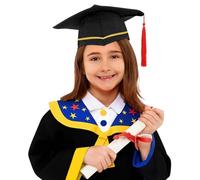 Akgukrseh 2026 Graduation Gown And Tassel Cap With Shawl Set Kids Costume Elementary School Primary Leavers Stylish Outfit 2Pcs For Breathable Nursery Kindergarten Boys Girls (01# Yellow,3-4 Years)