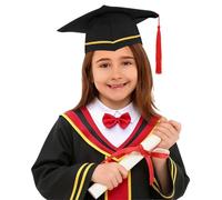 Akgukrseh 2026 Graduation Gown And Tassel Cap With Shawl Set Kids Costume Elementary School Primary Leavers Stylish Outfit 2Pcs For Breathable Nursery Kindergarten Boys Girls (02# Black,5-6 Years)
