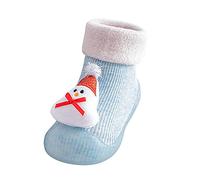 Akgukrseh Baby Boys Girls First Walking Shoes Infant Trainers Cute Cartoon Animal Pattern Kid Toddler Festive Red Reindeer Santa Christmas 1St Xmas Booties Sock 12-18 Months (B #Light Blue,3.5)