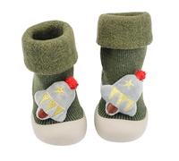 Akgukrseh Baby Boys Girls First Walking Shoes Infant Trainers Cute Cartoon Animal Pattern Sock Plush Faux Fur Reindeer Red Christmas Santa Booties Boots Slippers Boy Slipper (Army Green #1,7)