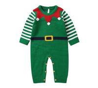 Akgukrseh Baby Christmas Costume Big Cheerful Romper Dress Night Before Kids Warm Fur Hooded Jumpsuit Black Bodysuit Cotton Blend My First Outfit Cloths Girls 6-12Months (Green,6-9 Months)