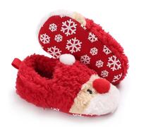 Akgukrseh Baby First Walker Shoes Boys Girls Infant Trainers Cartoon Anti-Slip Walking Sneakers for Toddler Kid Festive 1St Christmas Xmas Red Santa Boot Sock 12-18 Months (Red #2,4)