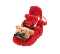 Akgukrseh Baby Sock Shoe Infant Trainers Sneakers for Toddler Little Kids First Walking Shoes Elf Red and Green Fleece Christmas Bootie Slippers Boy Slipper Socks 6-12 Months (Red #1,3)