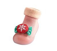 Akgukrseh Baby Sock Shoes Boys Girls Walkers Toddler Anti-Slip Breathable Sneakers Winter First Walking Floor Socks Festive 1St Christmas Xmas Red Santa Boot Size 2.5 Beach 6 (a #Pink,7)
