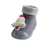 Akgukrseh Baby Sock Shoes Girls Trainers Soft Breathable Cotton Blend Socks Toddler with Grips for Boy Girl Festive 1St First Christmas Xmas Red Green Elf Boot Walking Black (b #Grey,7)