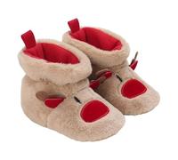 Akgukrseh Baby Sock Shoes Girls Trainers Soft Sole with Grips for Boys Rubber Anti-Slip Prewalker Festive 1St First Christmas Xmas Red Santa Boot Walking Size 4.5 Toddler 6 (2#Brown,3)