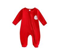 Akgukrseh Babys Christmas Outfit Baby Double Knitting Romper Suit Patterns Angel Costume Flannel Zipper Jumpsuit White Bodysuit Fancy Dress Outfits Girl Clothes Newborn (Red,9-12 Months)