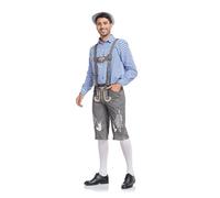 Akgukrseh Bavarianland Oktoberfest Mens Lederhosen,Bavarian Costume, Blue With Shirt & Lederhosen, Bavarian Dress Costume - Fancy Party Outfit German Lederhosen Braces Men Medium (Blue,XL)