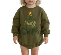 Akgukrseh Children'S Christmas Outfits Romper Jumpsuit Night Before Kids Costumes Winter Jumpsuits Pramsuits Baby Bodysuits White Girl 1St First Birthday Outfit Clothes (Army Green,3-6 Months)