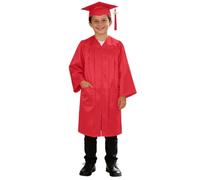 Akgukrseh Children's Graduation Bachelor Gown Cap Set with 2026 Tassel and for Kids Kindergarten 3-12 Years Boys Girls Shiny Nursery Outfit Breathable Fancy Dress 2-13 Years (Red,2-3 Years)