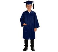 Akgukrseh Children's Graduation Bachelor Gown Cap Set with 2026 Tassel and for Kids Kindergarten 3-12 Years Boys Girls Shiny Nursery Outfit Breathable Fancy Dress 2-13 Years (Dark Blue,8-9 Years)
