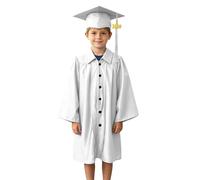 Akgukrseh Childrens Graduation Gown and Cap Set for Kid 2026 Tassel Preschool Kindergarten Bachelor Clothes 2Pcs Toddler Outfit Children's Academic Dressing Kids Boys 2-12 Years (White,2-3 Years)