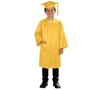 Akgukrseh Childrens Primary School Graduation Gown Bachelor Clothes Tassel Cap Set Kids and with 2026 Toddler Outfits Girls Kindergarten Shiny Hat for Nursery Kids 2-13 Years (Yellow,4-5 Years)