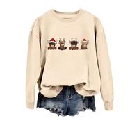 Akgukrseh Christmas Jumper Women Funny Christmas Tree Print Sweatshirt Christmas Top Ladies Scottish Christmas Jumper Ladies Christmas T Shirt Ugly Christmas Sweater Christmas T Shirt For Ladies