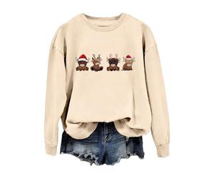 Akgukrseh Christmas Jumper Women Funny Christmas Tree Print Sweatshirt Christmas Top Ladies Scottish Christmas Jumper Ladies Christmas T Shirt Ugly Christmas Sweater Christmas T Shirt For Ladies