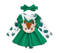 Akgukrseh Christmas Outfits For Baby Boy Romper Bodysuit Snowsuit Xmas Pudding Costume Solid Zipper Long Sleeve Jumpsuit Black Cotton Blend Girl 1St Outfit 0-24 Months (Green,6-12 Months)