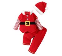 Akgukrseh Christmas Outfits for Kids,1st Baby Girl Girls Costume Rompers Boys 9-12 Months Clothes Newborn Boy One-Piece Nightmare Before Jumpsuit Hat Funny Santa Costume (Red,12-18 Months)