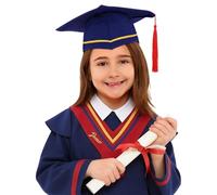Akgukrseh Comfortable Graduation Gown Tassel Set For Child Kids Costume Primary School And Cap Leavers Unisex Uniforms Robe 2 Pcs Children Outfit Academic Regalia Boys Girls (03# Navy,9-10 Years)