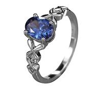Akgukrseh Costume Ring Blue Stone Ring Handmade Luxury Cut Wedding Engagement Jewelry Gift Blue Faceted Zircon Ring (Blue, 6)