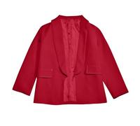Akgukrseh Girls' Blazers Suit Size 3-14 Years Open Front Inner Pocket Blazer for Kids Lapel Shawl Formal Jacket Casual Cardigan Girls Pink School Party Festival Prom with (001# Red,11-12 Years)