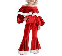 Akgukrseh Girlss Santa Costume,Children's Christmas Costumes Outfit Baby Red with Dress & Hat Maxi Dresses for Girls UK Plus Size Accessory Fancy Props Born Clothes Gift (Red,12-18 Months)