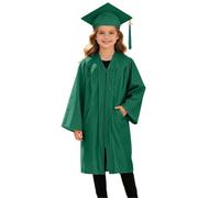 Akgukrseh Graduation Cap And Gown Set For Kids 2 Pcs Child Size Hat Tassel Unisex Kindergarten Fancy Dress Bachelor Robe Boys Girls Primary School 2Pcs Traditional 2-12 Years (Dark Green,10-12 Years)