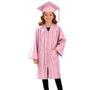 Akgukrseh Graduation Cap And Gown Set For Kids 2 Pcs Child Size Hat Tassel Unisex Kindergarten Fancy Dress Bachelor Robe Boys Girls Primary School 2Pcs Traditional 2-12 Years (Pink,8-9 Years)
