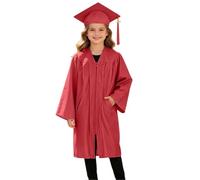 Akgukrseh Graduation Cap And Gown Set For Kids 2 Pcs Child Size Hat Tassel Unisex Kindergarten Fancy Dress Bachelor Robe Boys Girls Primary School 2Pcs Traditional 2-12 Years (Red,4-5 Years)