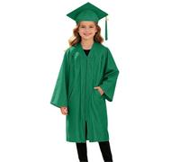Akgukrseh Graduation Cap And Gown Set For Kids 2 Pcs Child Size Hat Tassel Unisex Kindergarten Fancy Dress Bachelor Robe Boys Girls Primary School 2Pcs Traditional 2-12 Years (Green,6-7 Years)